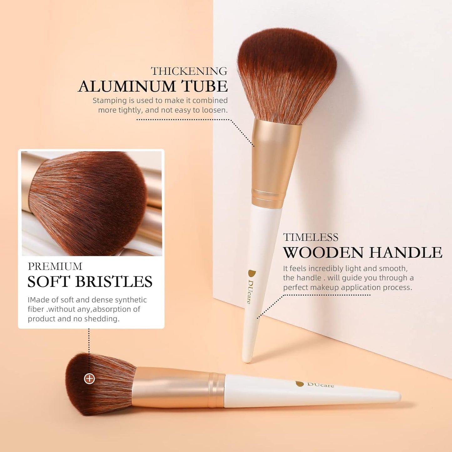 Makeup Brushes Set - 14Pcs Professional Synthetic Brush Kit for Blush, Foundation, Eyeshadow | Includes Makeup Bag, White