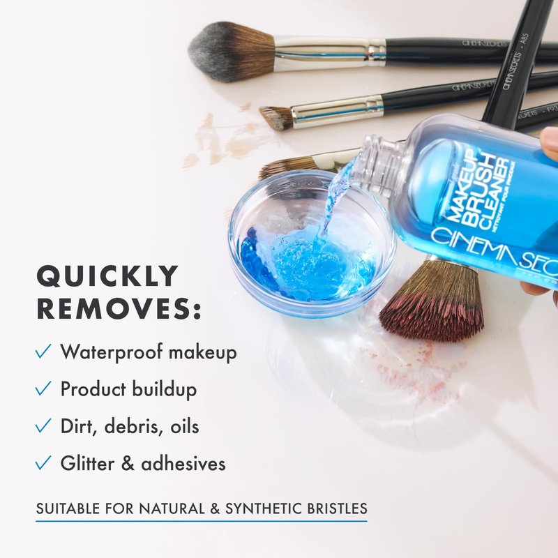 Cinema Secrets Blue Vanilla Makeup Brush Cleaner Kit - Professional Quick-Dry, Rinse-Free Formula | Cleansing Tin Included