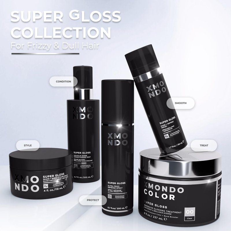 XMONDO Hair Super Gloss Leave-In Conditioning Mist – Weightless Shine, Frizz-Free Finish | Hydrates + Protects from Heat & UV