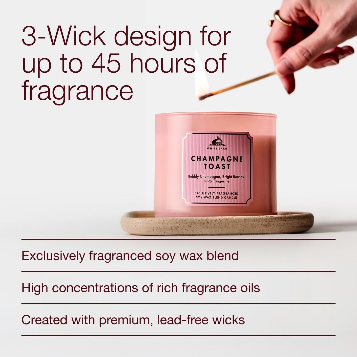 Bath & Body Works Champagne Toast 3-Wick Candle - Scented Candle for At-Home Use - Long-Lasting, Room-Filling Fragrance - High Fragrance Oil Concentration - Soy Wax Blend