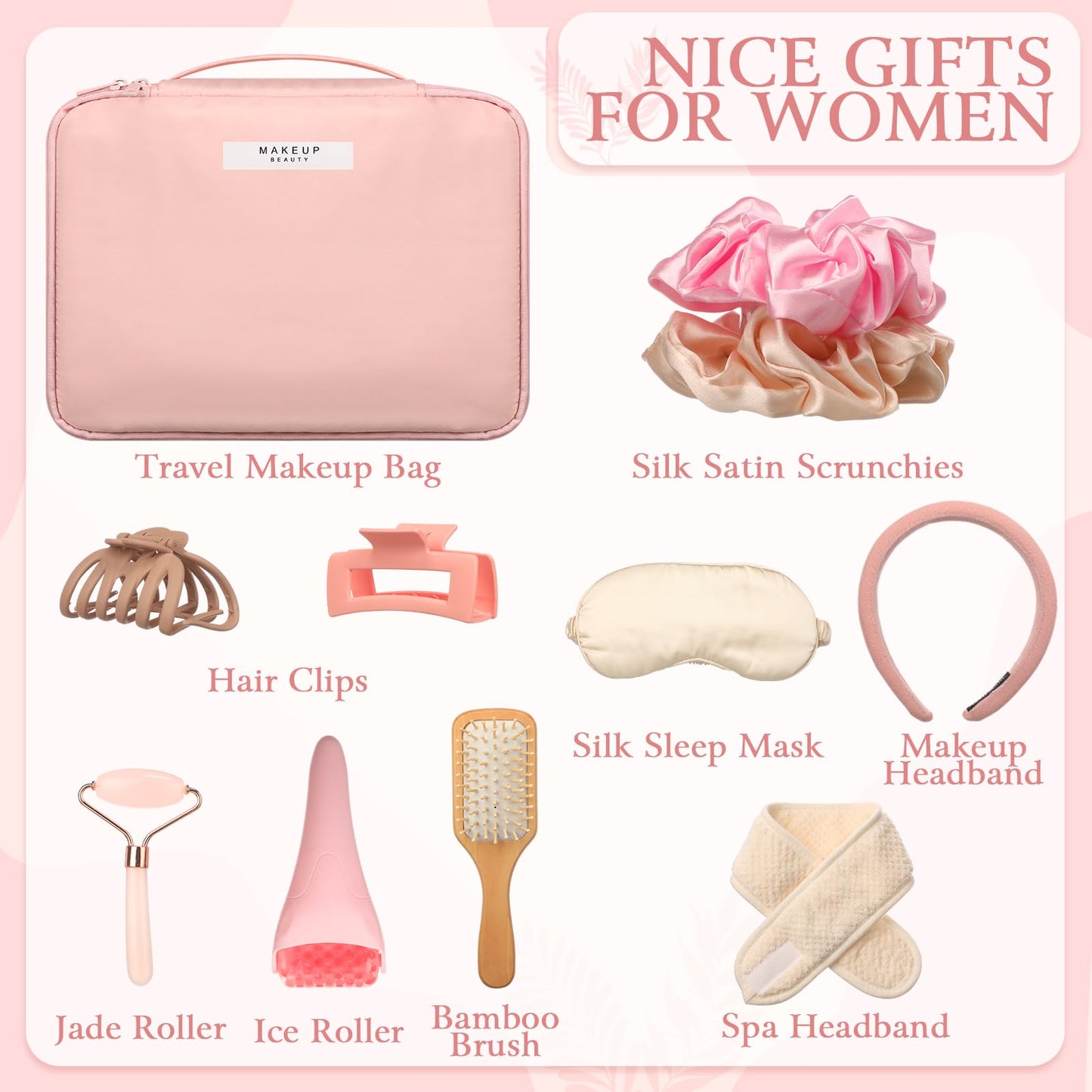 Sawysine 11 Pcs Pink Box Set for Women Pink Spa Birthday Basket Gifts Travel for Aesthetic Bags Makeup and Skin Care Spa Kit Gift Friend Teacher Girlfriend Mom