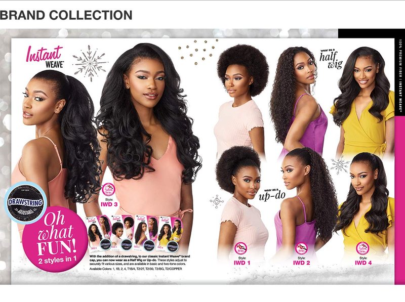 Sensationnel Instant Weave Half Wig - Seamless Synthetic Blend for Natural Hair Blending | Adjustable Drawstring (1B Off Black)
