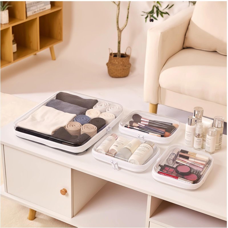 WELPIRT Clear Hard Shell Zipper Pouches, Clear Zipper Bags, Hard Case Pouches for Purse & Diaper Bag Organizer,and Travel Essentials (XXL+3M)