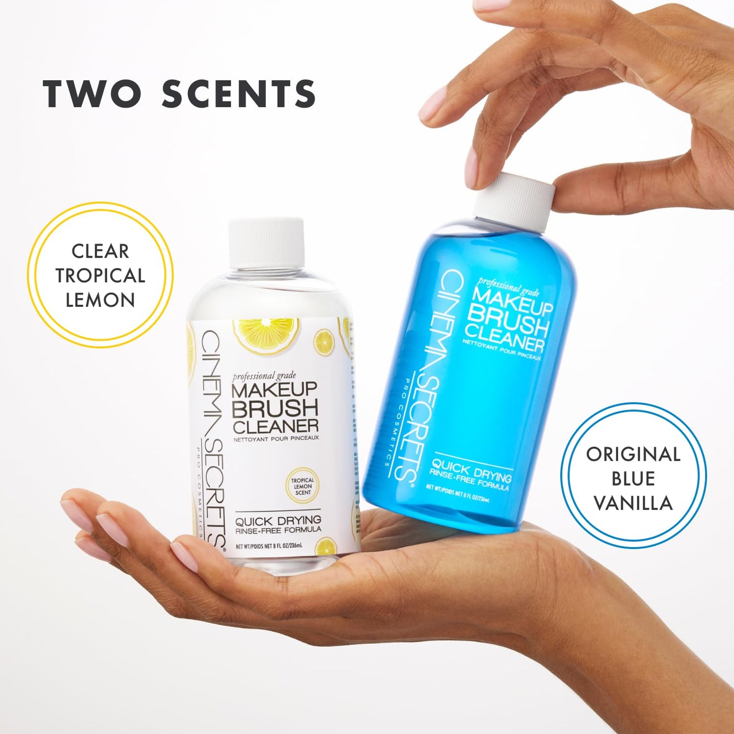 Cinema Secrets Original Makeup Brush Cleaner Solution - Professional Cleanser for Makeup Brushes - Quick-Drying, Rinse-Free Formula - Removes Stubborn Waterproof Make Up - Lemon (4 fl oz)