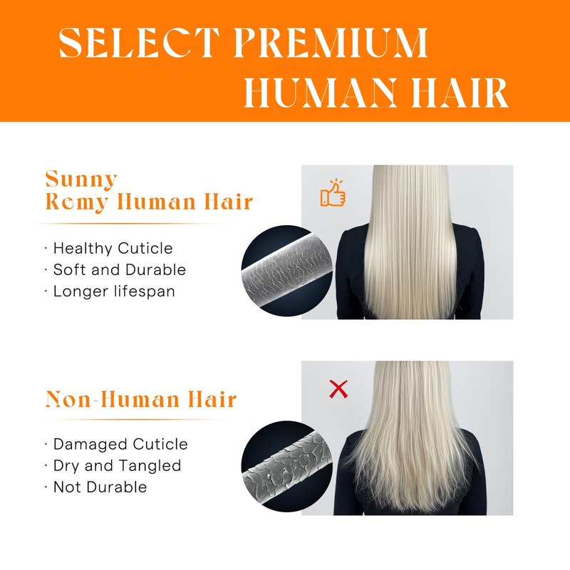 Sunny Hair Genius Weft Hair Extensions Human Hair Darkest Brown Seamless Hand-Tied Bundles Sew in Brown Soft Silky for Women Short Straight for Party 14 Inch 50G