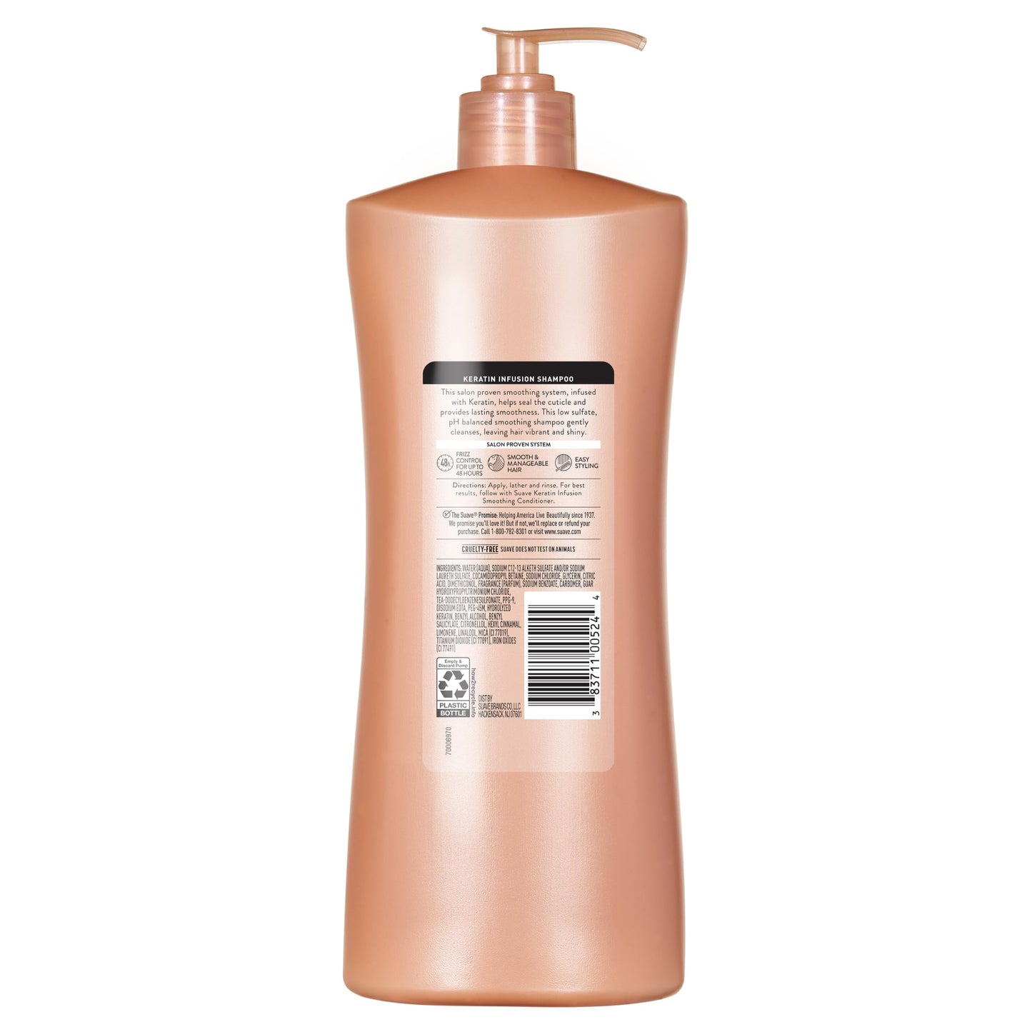 Suave Keratin Infusion Smoothing Shampoo For Frizzy Hair, Anti-Humidity + 48HR Frizz Control, Smooths & Detangles For Easy Styling, 28 fl oz Pump, 4 Count