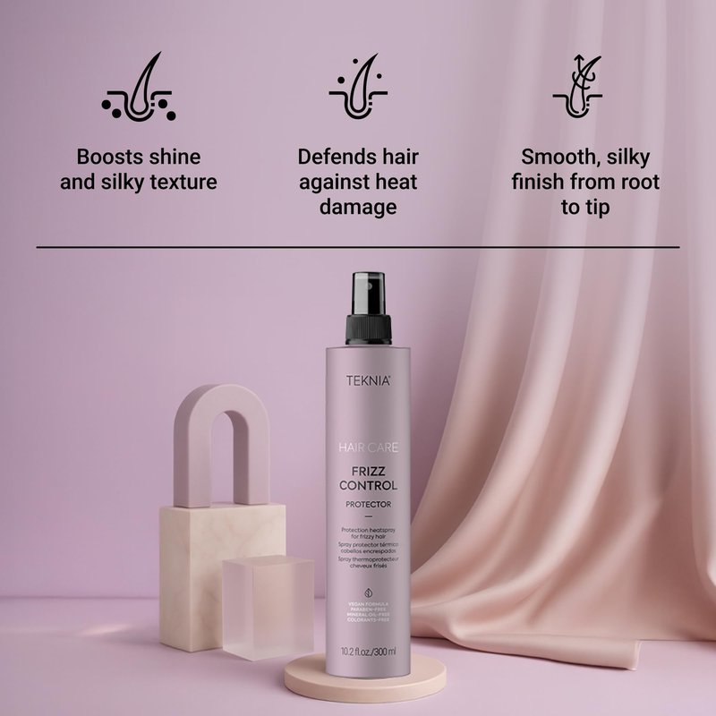 Lakmé Teknia Frizz Control Protector, Anti Frizz Heat Protection Spray for Frizzy or Curly Hair, Heat Protectant Spray, 10.2 Fl Oz