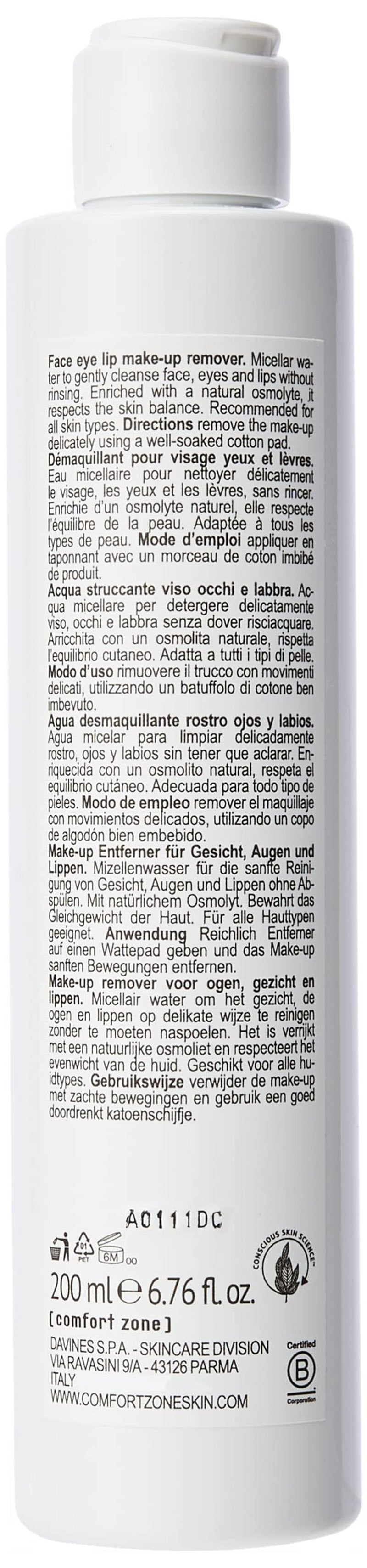 [ comfort zone ] Essential Micellar Water Make-Up Remover, Fresh and vibrant with citrus and herb, 6.76 fl. oz.