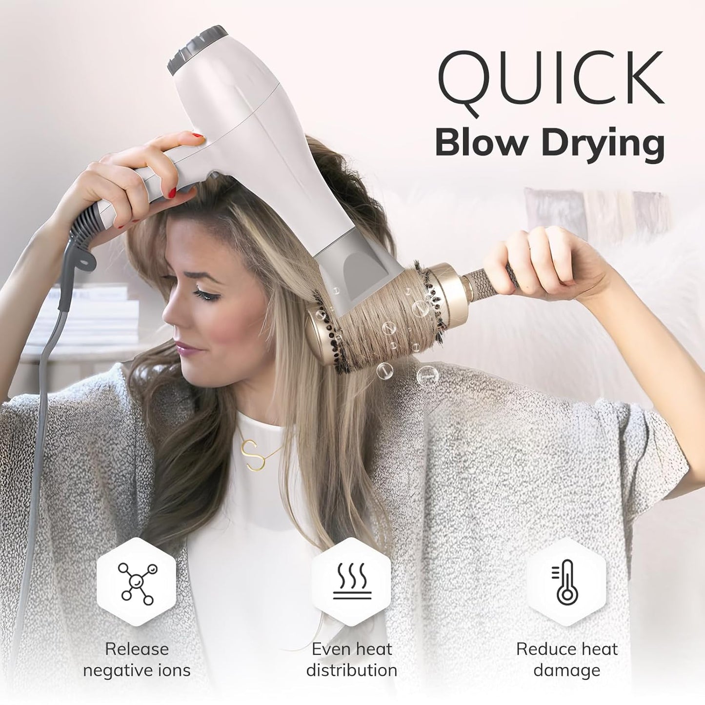 Nano Thermal Ceramic Round Hair Brush - Ionic Tech & Boar Bristles | 2 Pack for Styling & Curling
