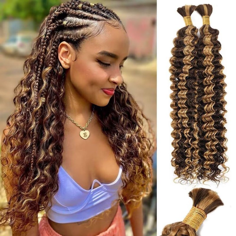 Deep Wave Braiding Hair - 100g 20 Inch Human Hair Bundles for Boho Braids | 2-Pack