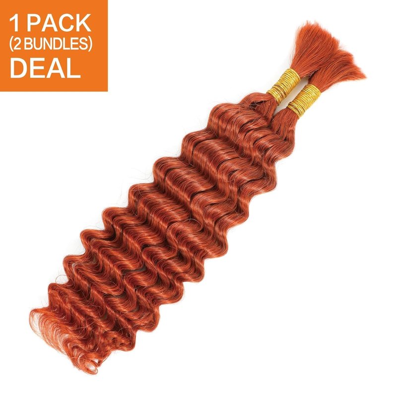 Labamiya Color 350 Boho Hair for Braiding Ginger Orange Braiding Human Hair for Boho Braids Human Ginger 22 Inch Braiding Hair Extensions No Weft 100G Total