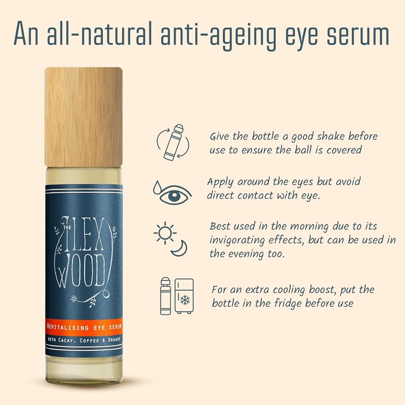 Ilex Wood Revitalising Eye Serum - All-Natural Vegan Anti-Aging Formula with Cacay Oil & Green Coffee | 10ml (0.34 fl oz)