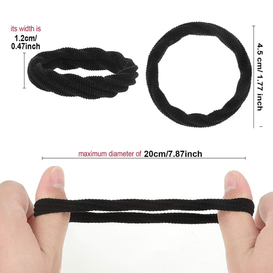Seamless Hair Ties - 60 Cotton No-Crease Ponytail Holders for Thick Curly Hair