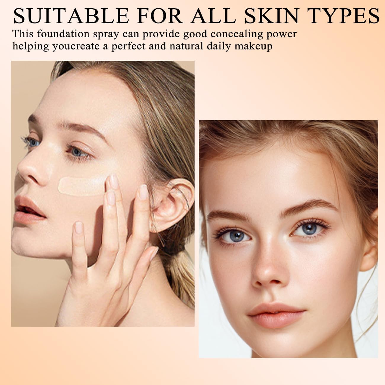 Airbrush Makeup Foundation Spray, Flawless Full Coverage Foundation, Long-Lasting, Breathable & Moisturizing for Older Women, Teens, and Mature Skin, Buildable Coverage for Smooth Radiant Skin (NUDE)