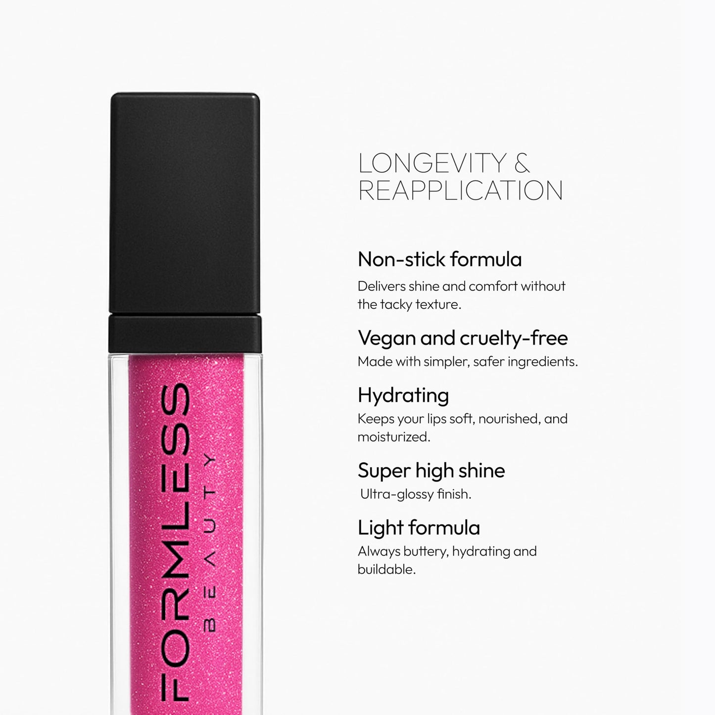 Formless Beauty by Jenny McCarthy Dream Lip Gloss, Bubble Gum Pink Glitter