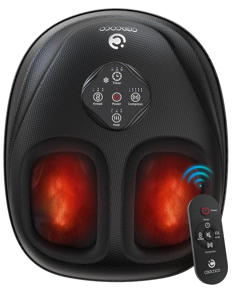 CooCoCo 2026 Upgrade Shiatsu Foot Massager with Heat, FSA Eligible Feet Massager for Plantar Fasciitis & Neuropathy, Foot Warmer with Kneading, Rolling, Compression, Remote Control