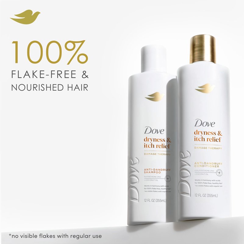 Dove Damage Therapy Derma Shampoo Pack of 6 Dryness + Itch for Flaky Scalp with Pyrithione Zinc and Coconut Oil 12 Fl Oz