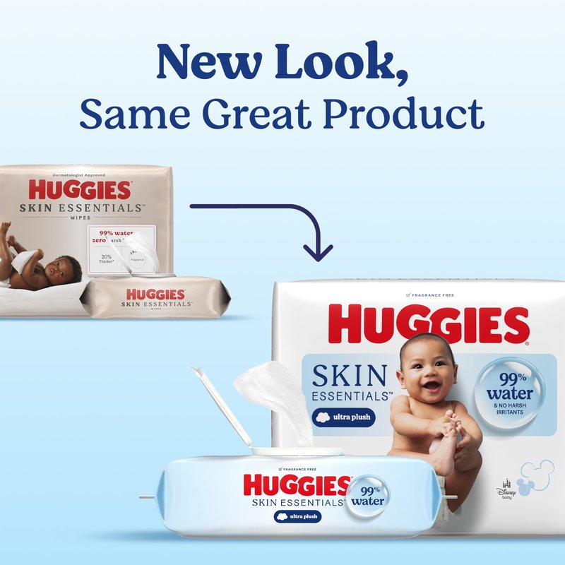 Huggies Skin Essentials Baby Wipes, Hypoallergenic, 99% Water, 6 Flip Top Packs (336 Wipes Total)