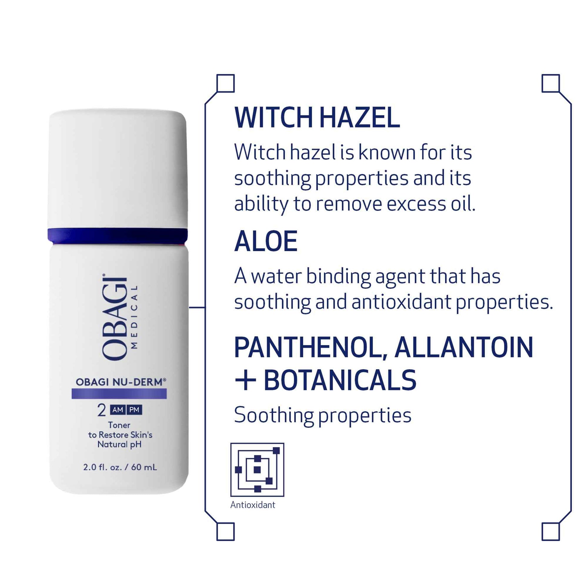 Obagi Nu-Derm Toner – Alcohol-Free, Balancing Nondrying Toner with Witch Hazel & Aloe Vera, Safe for Sensitive Skin – 2 oz, Travel Size