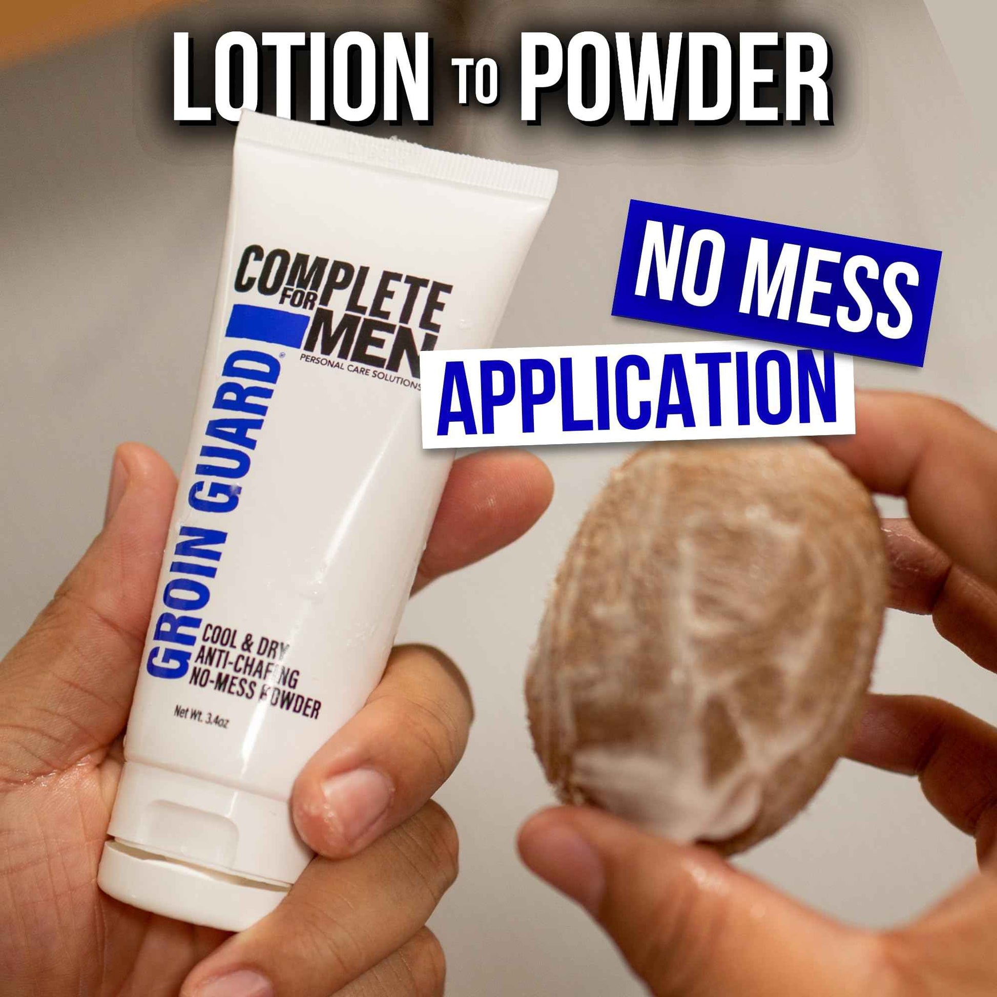 COMPLETE FOR MEN - Groin Guard Anti Chafing Cream: Talc Free, Aluminum Free, Natural Odor Control Cream for Men, Non Greasy, Cool & Dry, Friction Defense, Chafe Protect for Private Parts