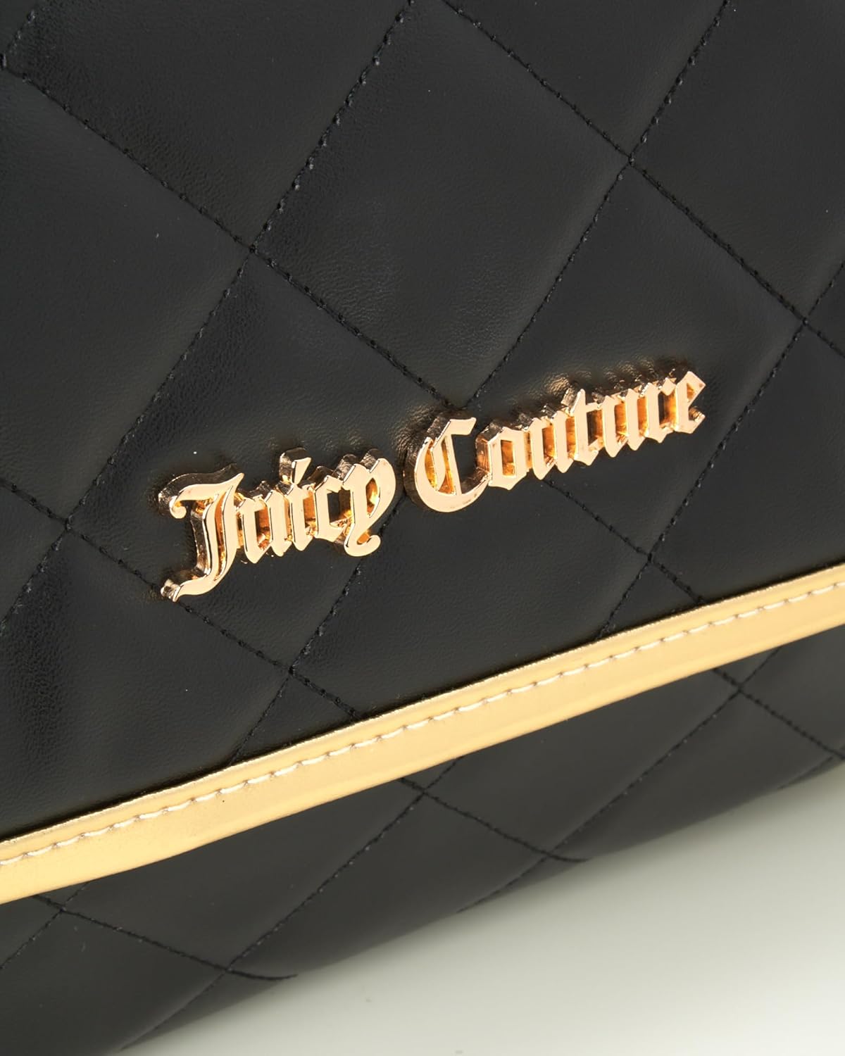 Juicy Couture Black Makeup Bag - Faux Quilted Leather Cosmetics Organizer with Hanging Hook | Travel Essentials