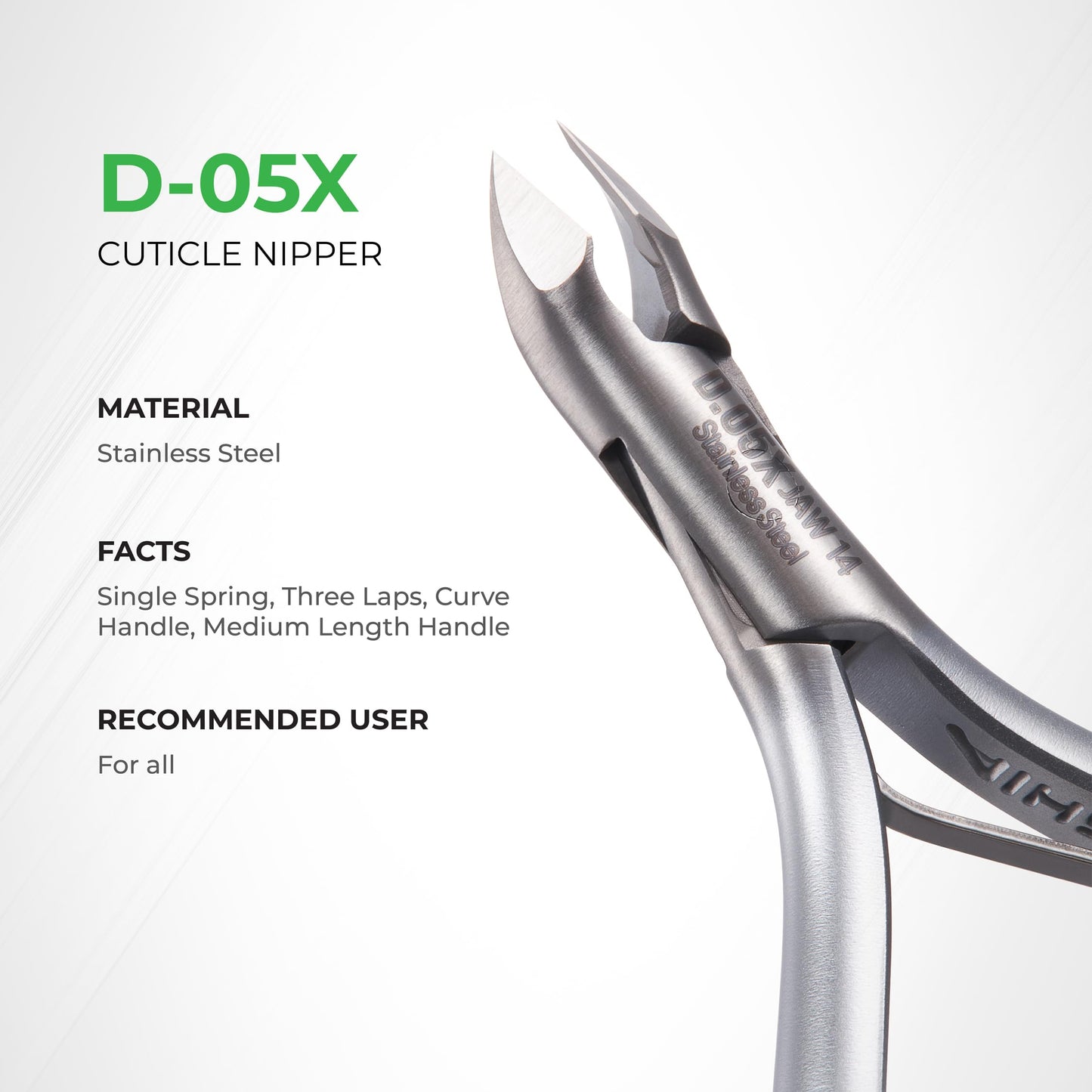 NGHIA Premium Cuticle Nipper - D-05X Jaw 16 (Stainless Steel) - Professional Nail Tools