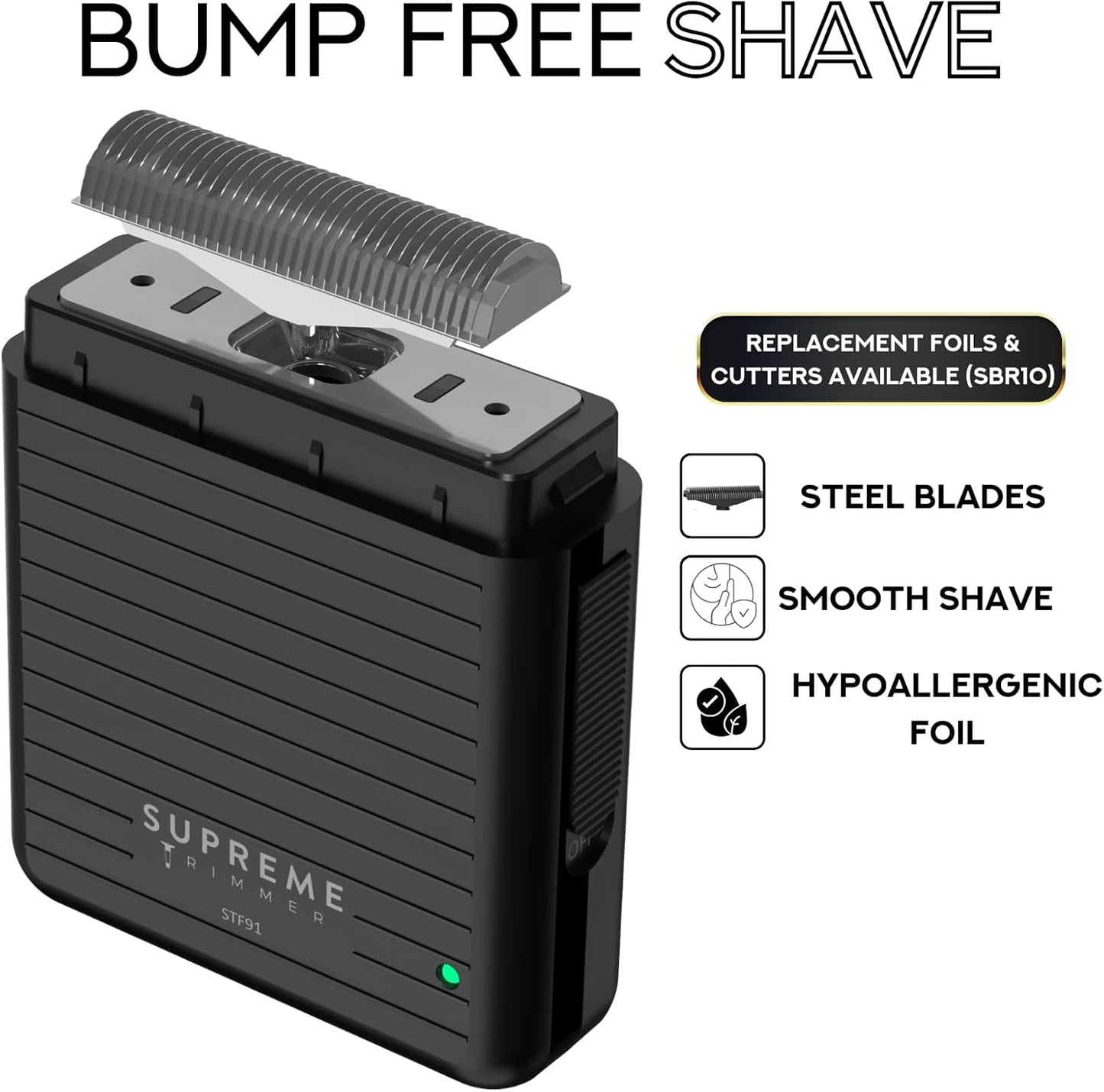 Supreme Trimmer Foil Shaver for Men - Rechargeable Electric Razor | 90 Min Runtime, Type-C USB Charging