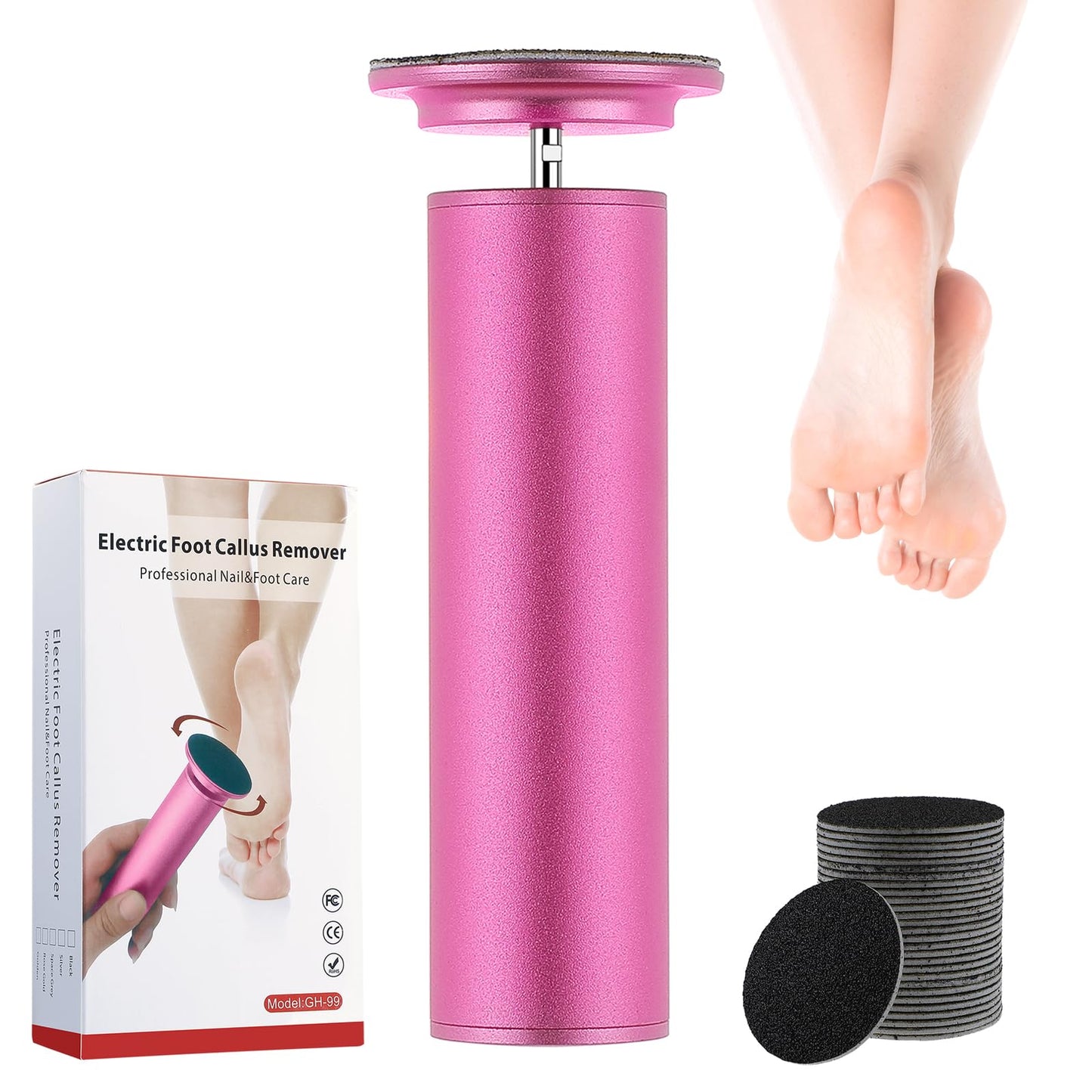 Electric Foot Callus Remover, Speed Adjustable Electric Foot File with 60 Pcs Sandpaper Discs, Professional Pedicure Tool for Men Women Dead Skin and Calluses - Matte Purple