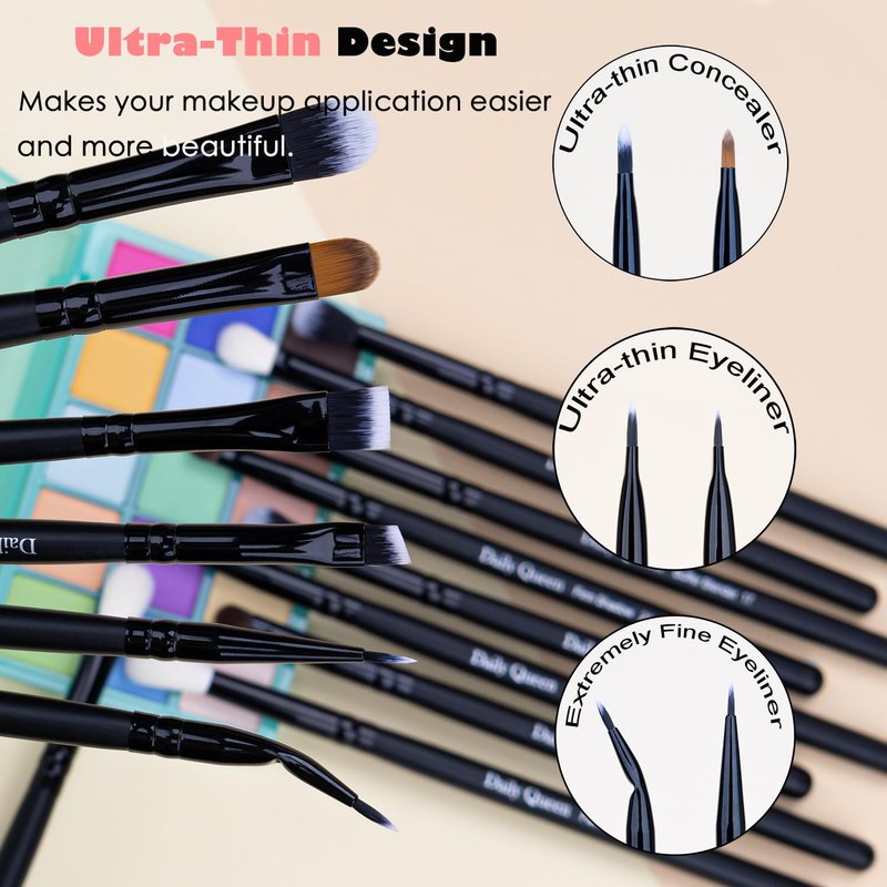 Daily Queen 29pcs Black Professional Makeup Brush Set Kabuki Powder Concealers Eye shadows Blush Eyeliner Eyebrow Contour Eye blending Brushes (29pcs brush +barrel+brush cleaner+face cleaner)