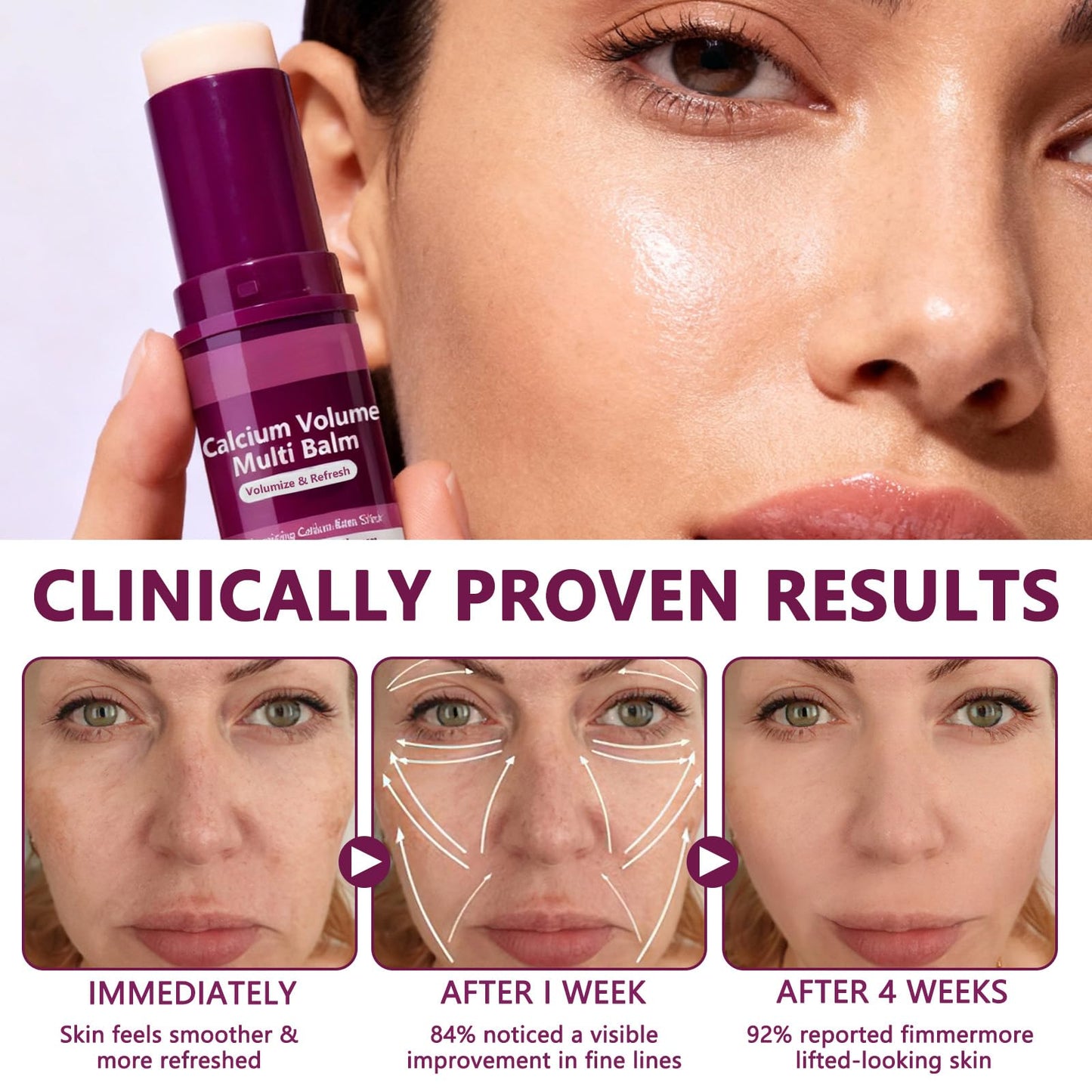 Feeliville Calcium Volume Multi Balm, Anti Wrinkle Calcium Balm, Anti-aging, Sagging, Wrinkles Hydrating, Almond & Vitamin E for Lip Balm Eye Cream Neck (3)