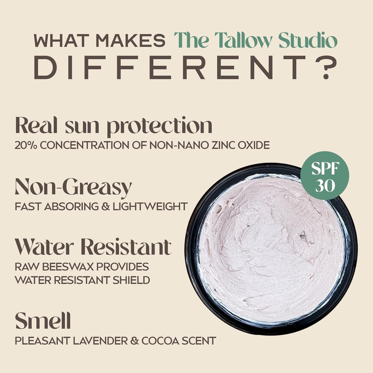 Mineral Sunscreen for Sensitive Skin - Organic Lavender Scent | SPF 30 Chemical-Free Protection with Non-Nano Zinc Oxide | Non-Greasy Balm for Face & Body (4oz)