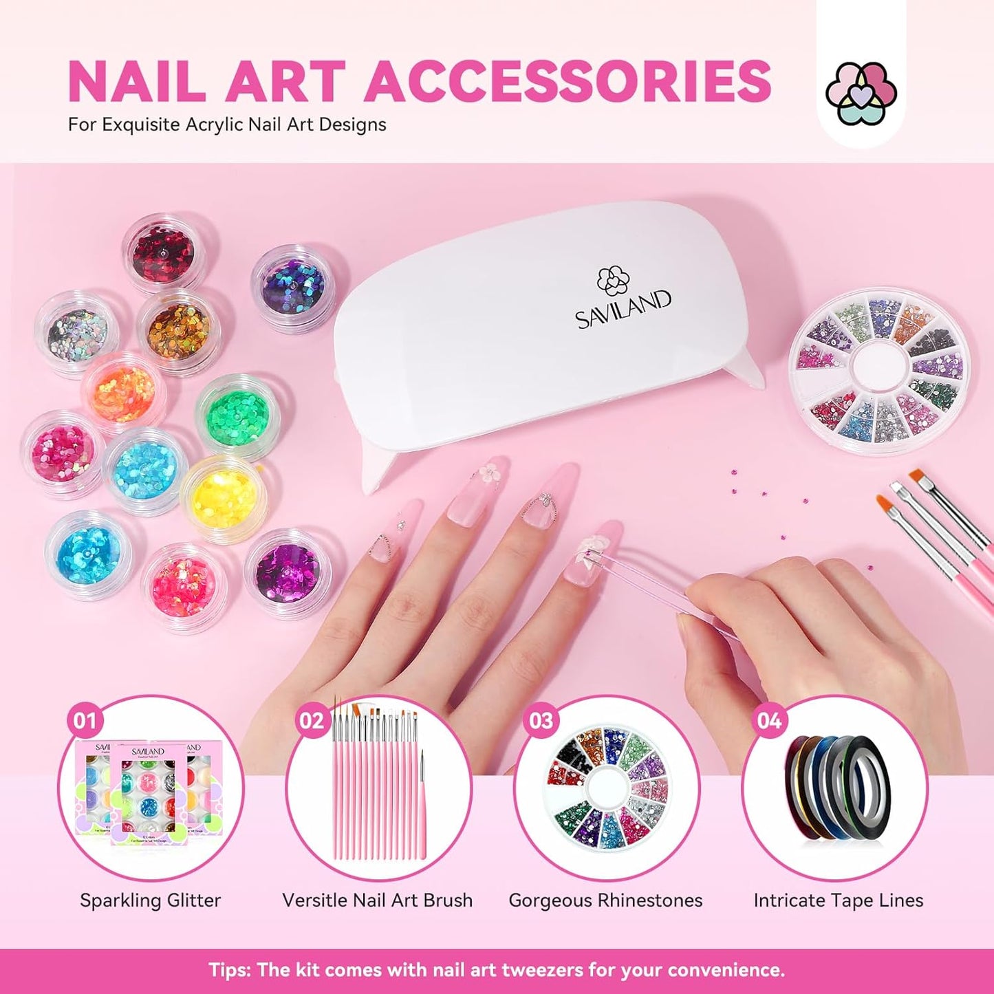 Acrylic Nail Kit - Complete Professional Set for Beginners | UV Light, Powder & Gel Polish, Essential Tools