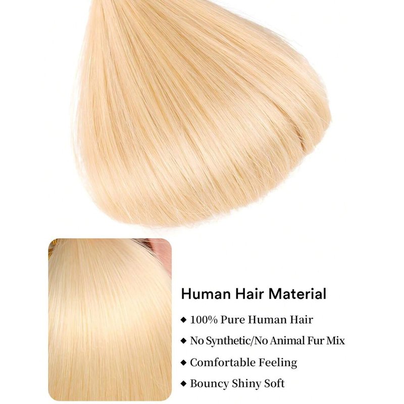 613 Bundles Human Hair Extensions 100g/Bundle 613 Color Real Human Hair Extensions For Women Light Blonde Color Human Hair Bundles 2-3set Can Be Full Head (Straight Hair, 22 Inch)