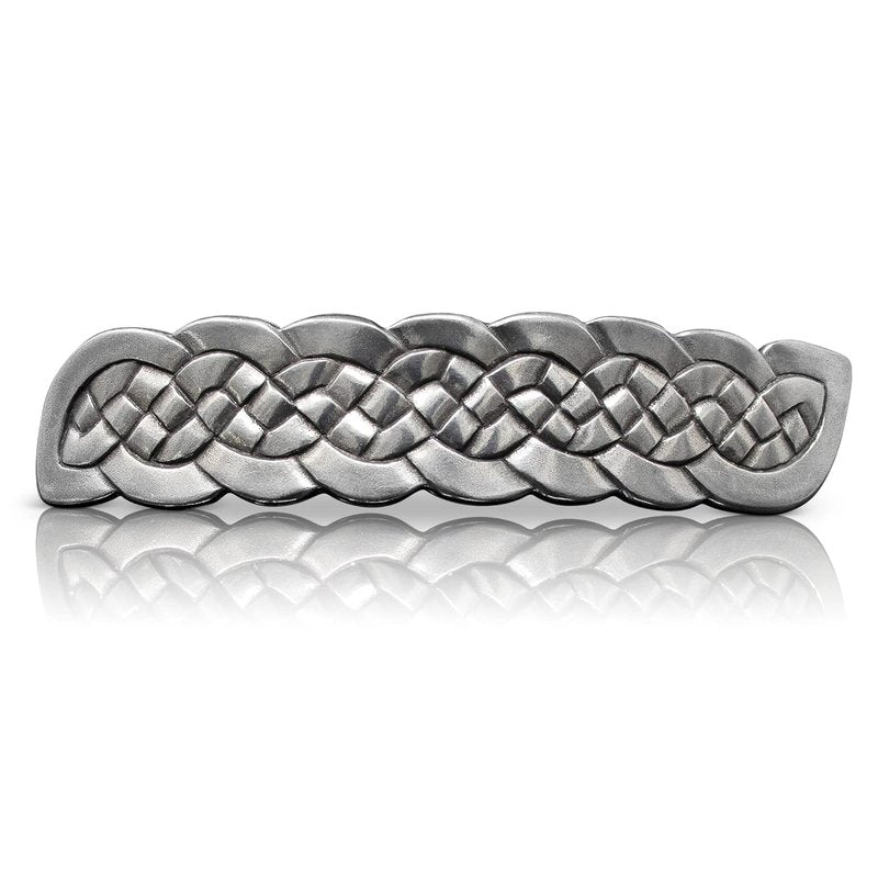 Celtic Knot Barrette - Handcrafted Pewter Hair Clip for Thick Hair | 3.5" Long x 0.75" High