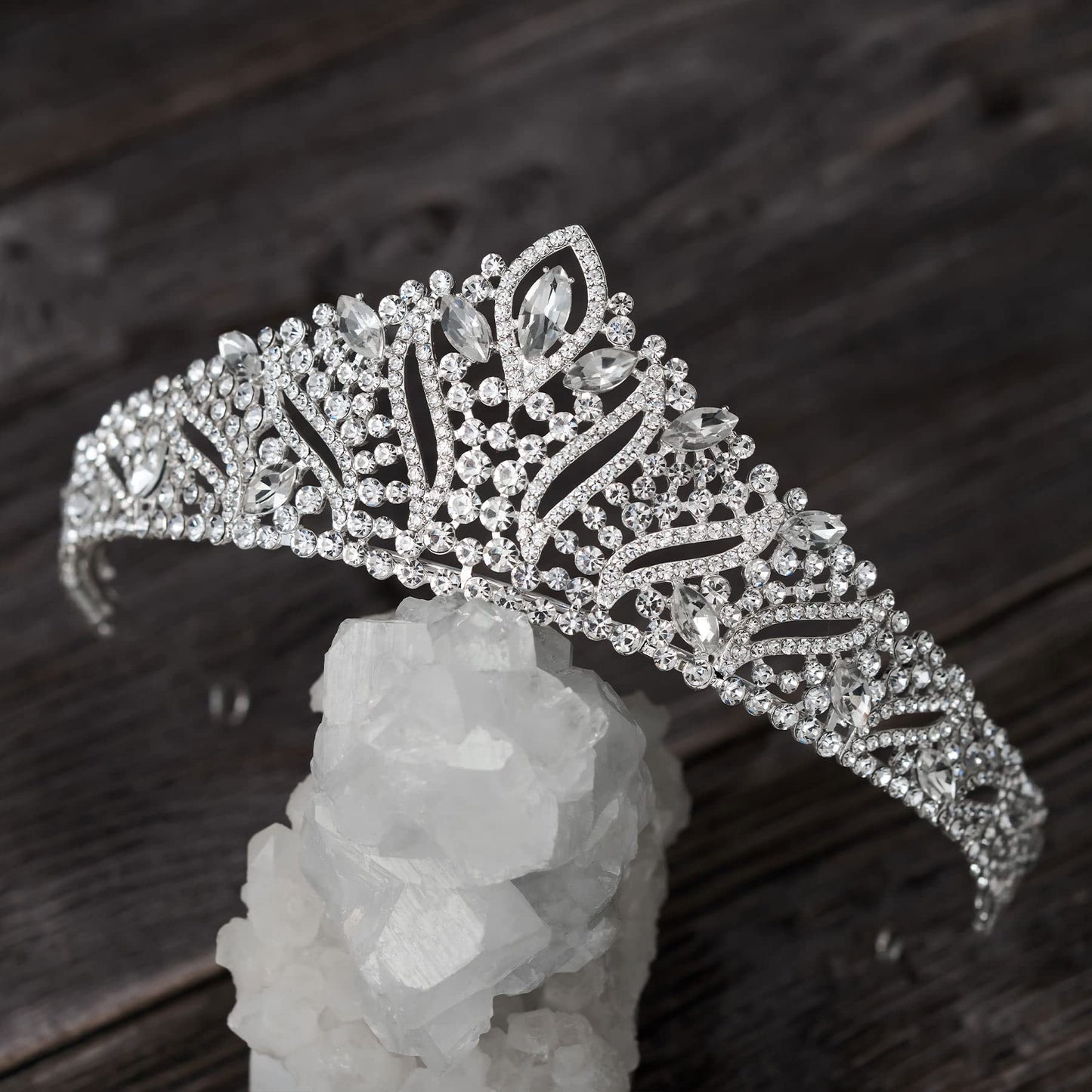 SWEETV Anastasia Tiaras and Crowns for Women, Wedding Tiara for Bride, Rhinestone Queen Crown, Silver Crystal Princess Headpieces for Prom Costume Party