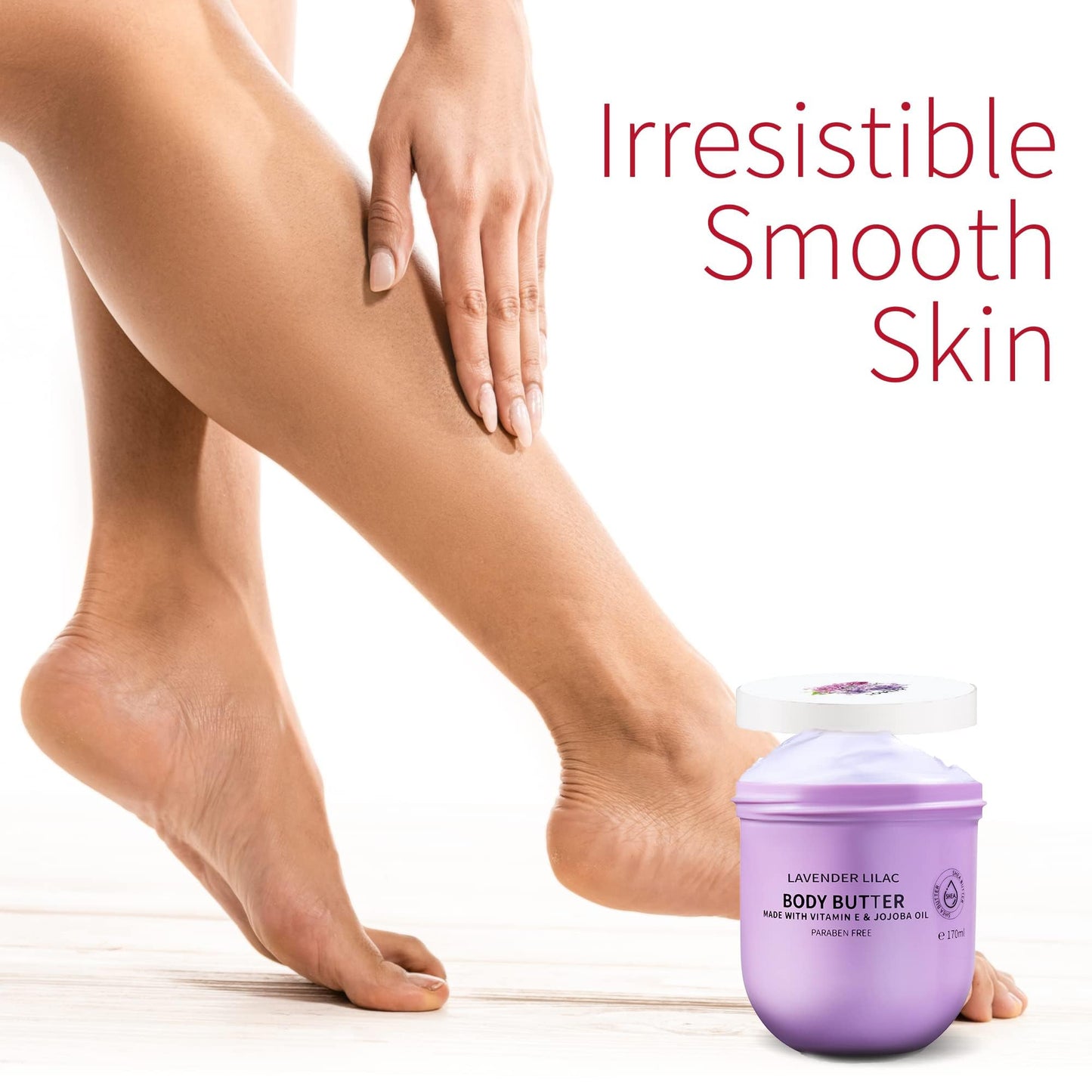 Lavender Lilac Body Butter - Shea Cream with Jojoba Oil & Vitamin E - Hydrating Natural Moisturizer for Hands - 5.74 Fl Oz