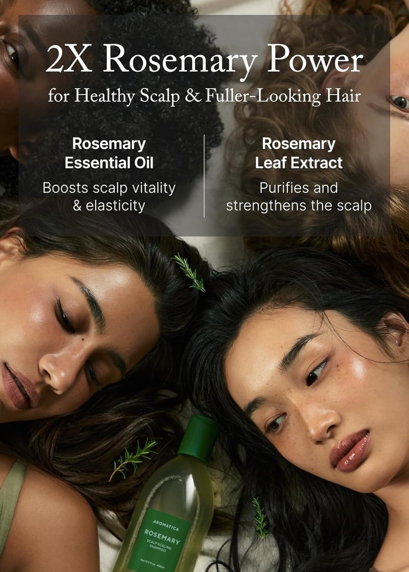 Aromatica Rosemary Scalp Scaling Shampoo - Natural Hair Growth Formula, Vegan & Sulfate-Free | 13.53 oz