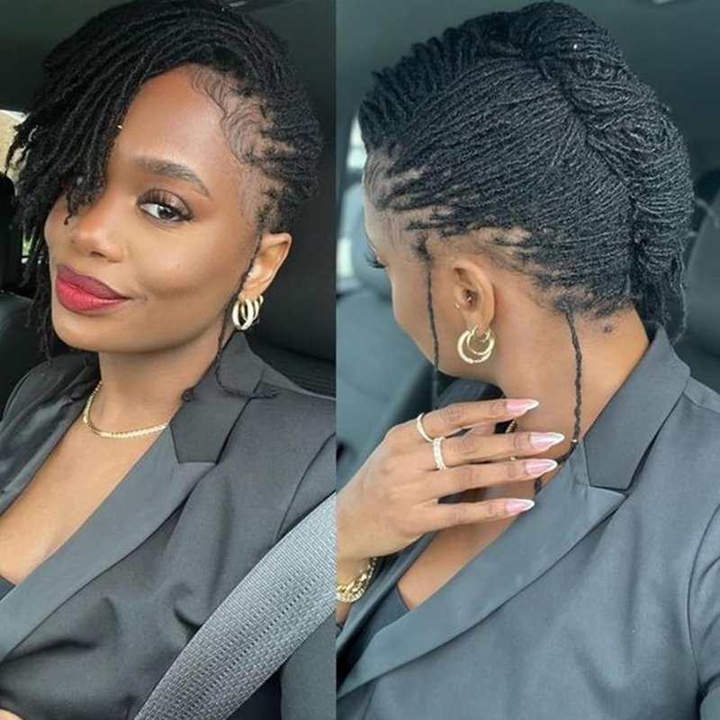 0.2 cm Width 6 Inch 30 Strands Human Hair Loc Extensions, Natural Black 100% Full Handmade Permanent Real Human Hair Dreadlock Extensions for Women/Men/Kids Can Be Dyed Bleached Curled Twisted