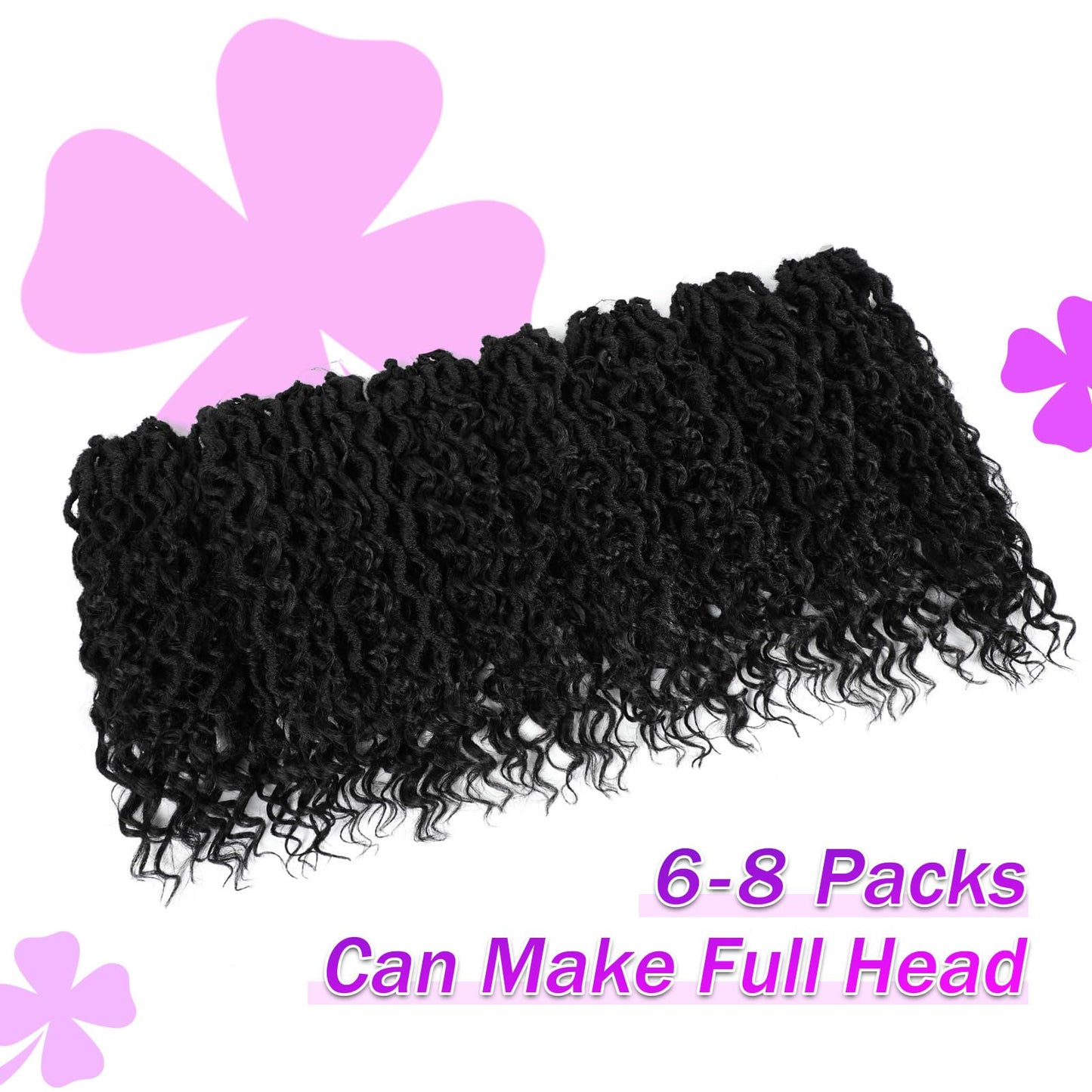 Goddess Locs Crochet Hair 12Inch 8Packs Pre Looped Faux Locs Crochet Hair with Curly Ends Bohemian Crochet Braids Hair for Black Women 1B