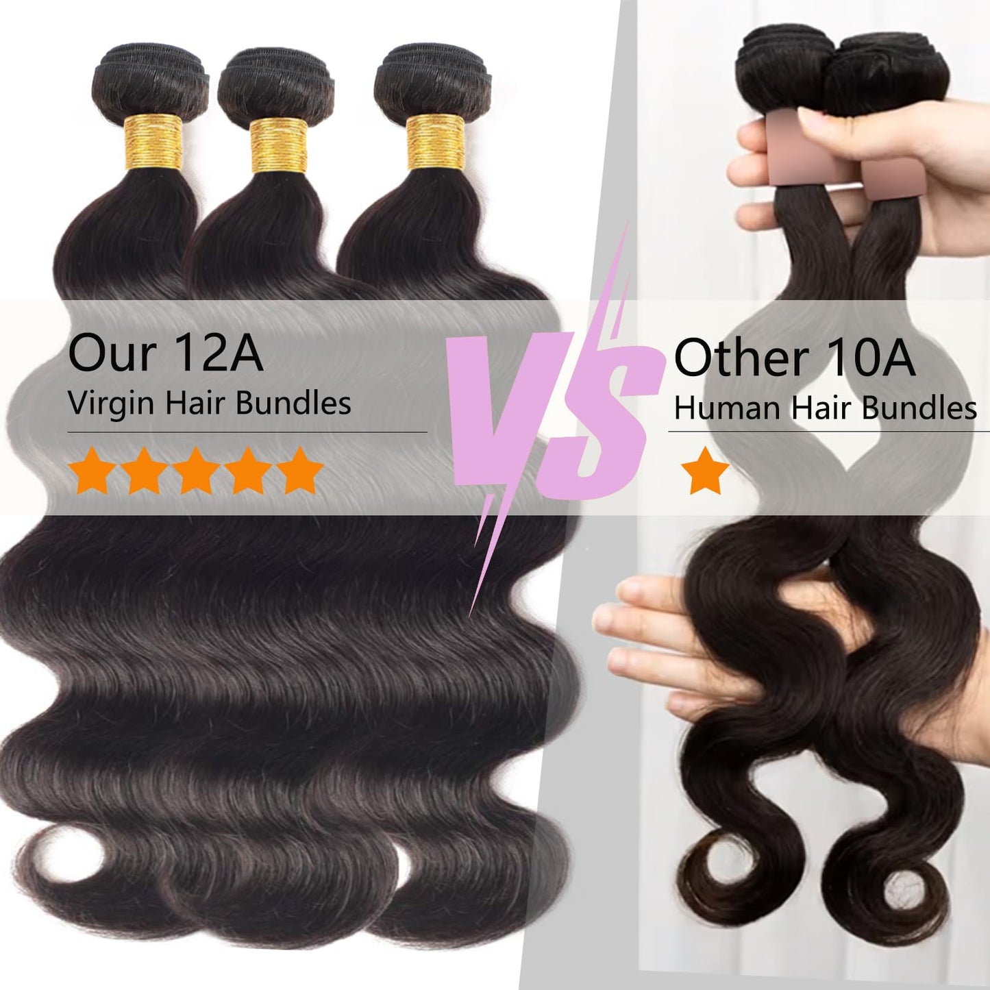 Chikamlty 12A Brazilian Human Hair Bundles Body Wave 20 inch Single Bundle Virgin Hair Bundle Body Wave Bundles Human Hair 100G Natural Black Hair Extensions