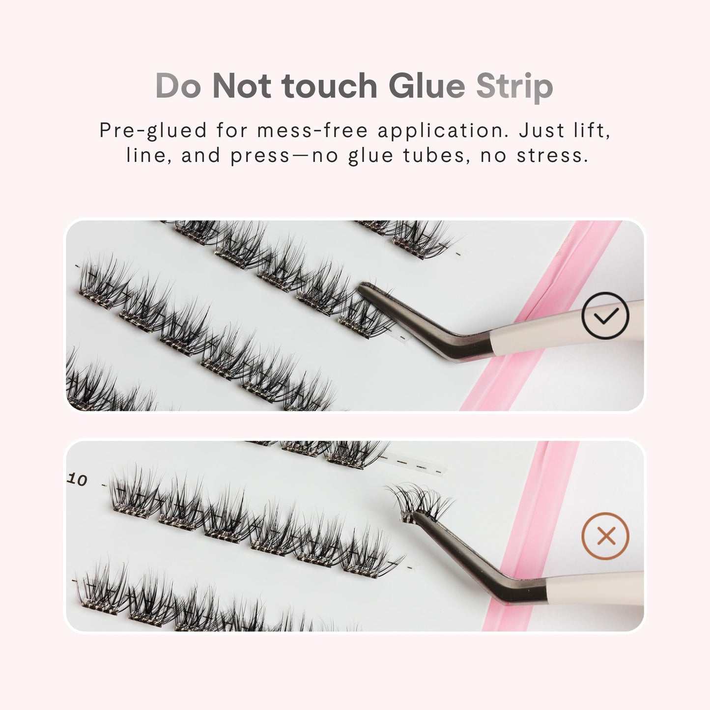 Silly George Single-Size Pop-On Lashes - DIY 1-Step Pre-Glued Faux Eyelash Cluster Kit, Natural Look Extensions, Pack of 24 Individual Clusters, Black - Rosy, 10mm