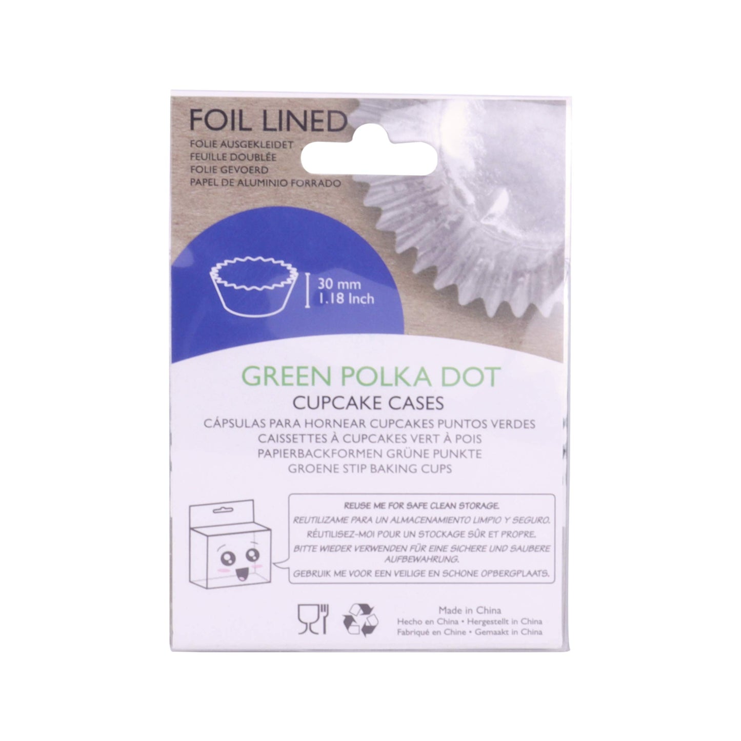 PME Green Polka Dot Paper Baking Moulds Foil Coated
