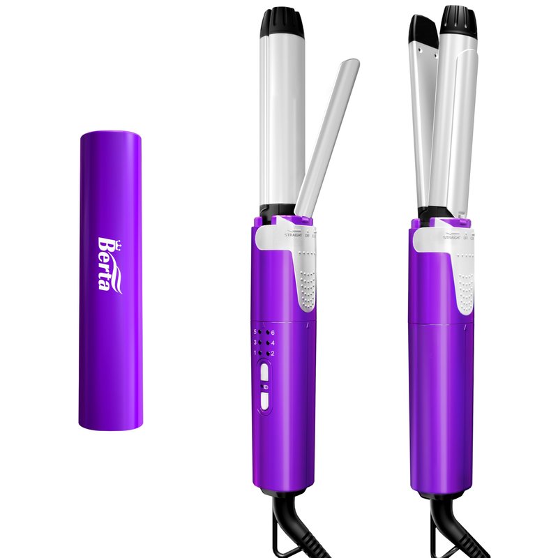 BERTA 2 in 1 Flat Iron Professional Hair Straightener & Curler Iron,Ceramic 1 Inch Curling Iron,Fast Heating Curling Wand Adjustable Temp for All Hair Types