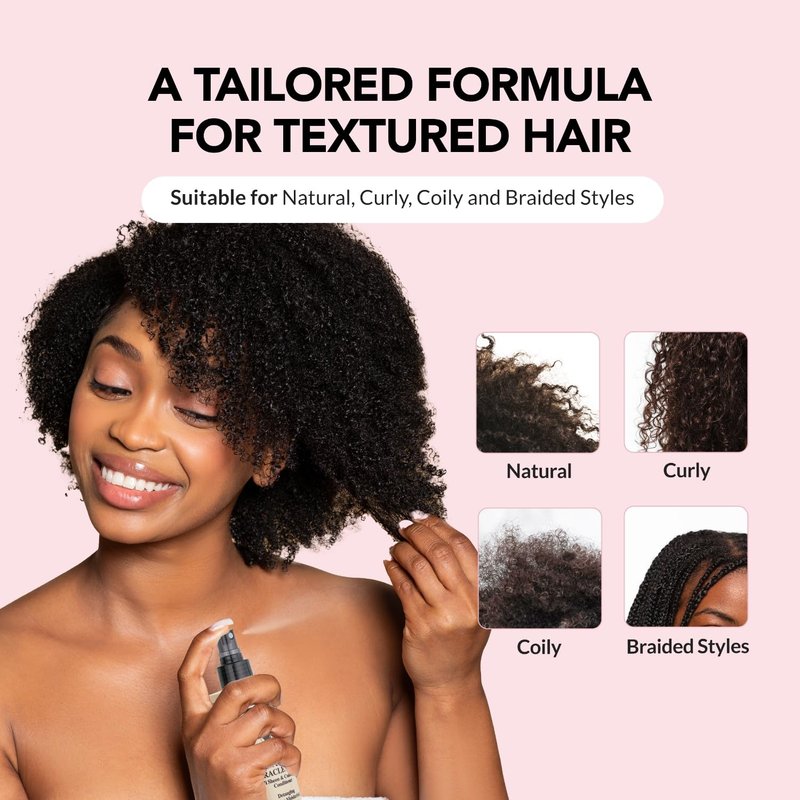 TRUE SOUL Hair and Scalp Miracle Spray Leave-In Conditioner & Detangler for Braids, Locs, Curly & Textured Hair with Castor Oil, Moisturizing Spray for Dry Itchy Scalp, 8 fl oz