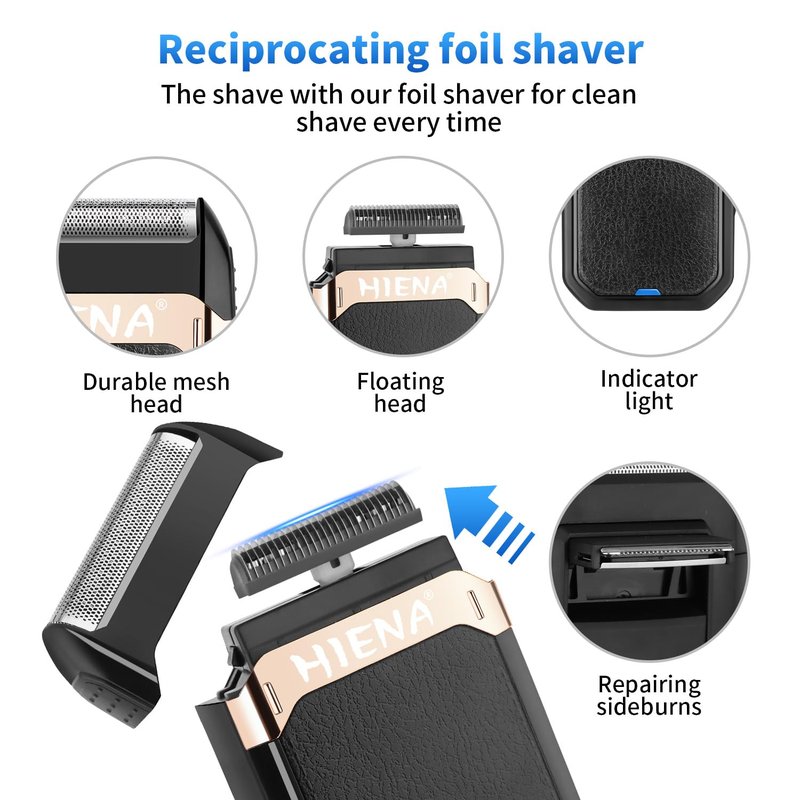 HIENA PRO Professional Hair Clipper Set & Trimmer Kit for Men, Cordless Barber Clippers, Electric Beard Trimmer Foil Shaver & Men's Facial Grooming Tool Kit, Gifts for Men (267+003A+814)