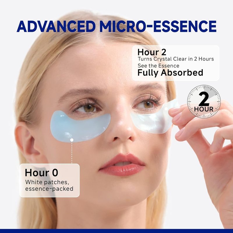 Peptide Cooling Under Eye Patches - Soothing Mask for Dark Circles & Puffiness | 24 Pairs with Glacial Water