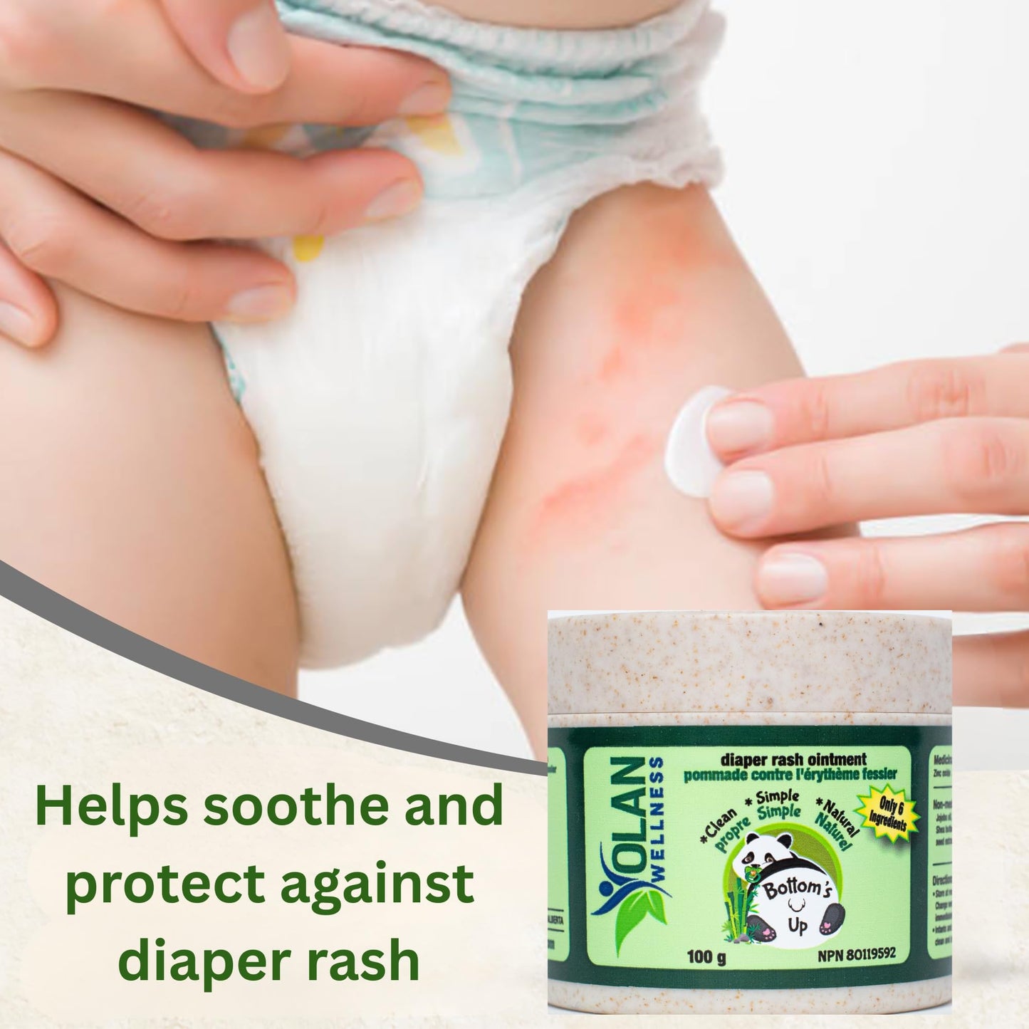 Bottoms Up Diaper Rash Ointment by Olan Wellness – Thick Zinc Oxide Barrier Cream, Melts on Contact, Helps Soothe & Protect Sensitive Skin, Baby Balm for Newborns & Toddlers
