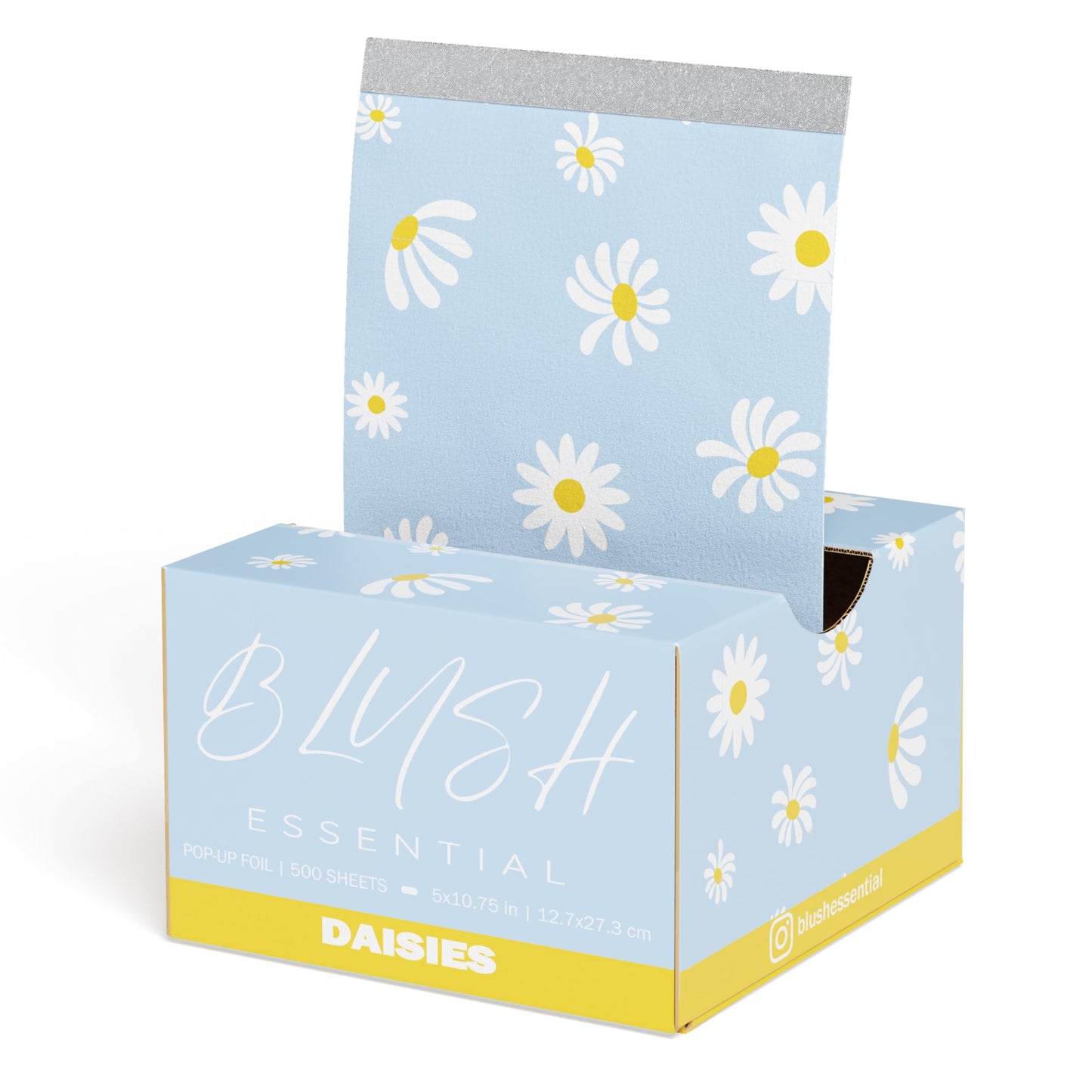 Blush Essential Aluminum Foil Daisies Hair Foils 5x10.75-500 Sheets for Hair Bleach, Foil for Highlighting, Cute Hair Foils, Professional Hair Foils, Pop Up Foils for Hair Color in Salons