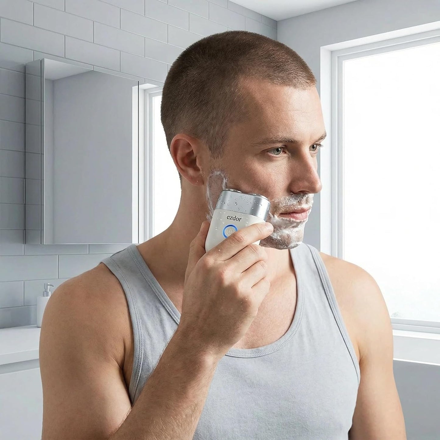 Mini Electric Shaver - Portable USB-C Rechargeable Razor for Men | Dual Blade, Wet & Dry, IPX7 Waterproof, Easy Clean