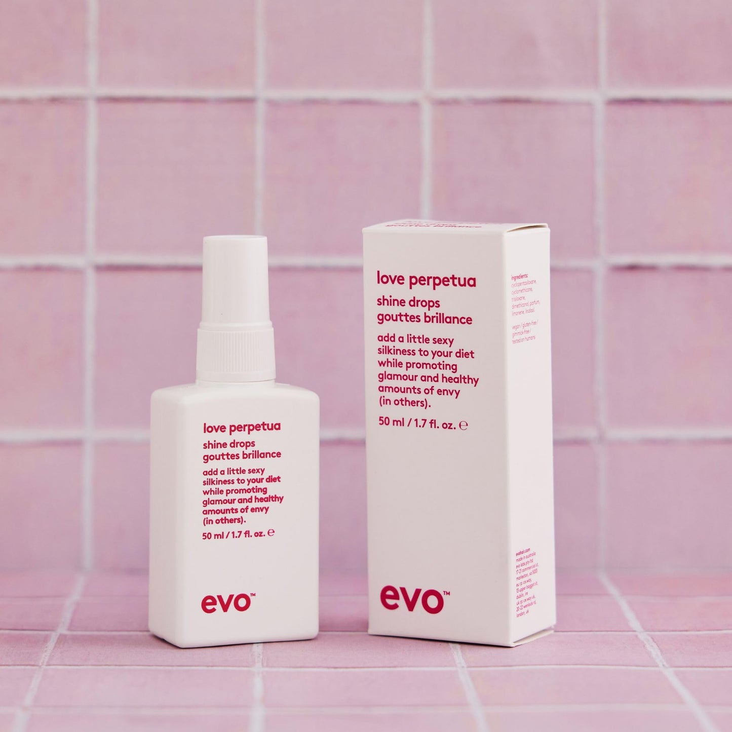 EVO Love Perpetua Shine Drops, Anti Frizz Hair Smoothing Serum for Thick & Coarse Hair - Seals Cuticles, Softens & Polishes - 1.7 fl oz
